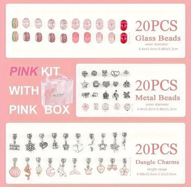 66Pcs Unicorn Mermaid DIY Charm Bracelet Making Kit - Create Unique Jewelry with Pink Craft Supplies - Perfect Gift for Birthday, Christmas, New Year, and Crafting Enthusiasts