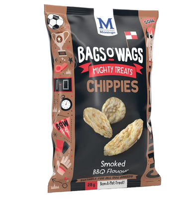 MONTEGO BAGS O' WAGS CHIPPIES SMOCKED BBQ 28G