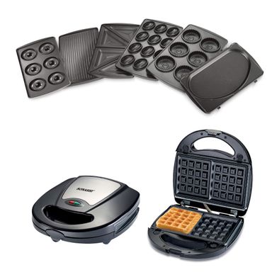 Sonashi 7-in-1 Multi Snack Maker SSM-862 – Detachable Sandwich, Grill, Donut, Waffle, Cupcake, Nutty, Omelet Making Plates