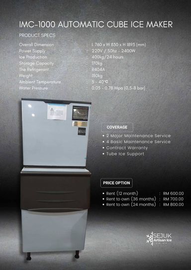 IMC-1000 automatic cube ice maker