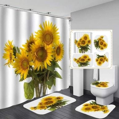 4 pcs set bathroom shower curtain set 