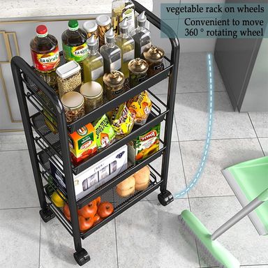 4 layer Multifunctional mesh design storage trolley