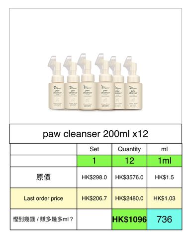  paw cleanser  200ml x12