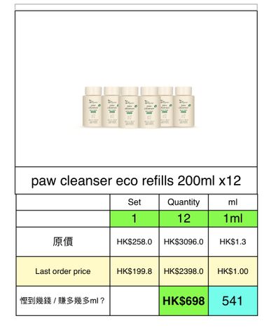  paw cleanser eco-refill  200ml x12