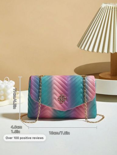 Mini Fashionable Rainbow Crossbody Bag With Lightweight Chain Strap