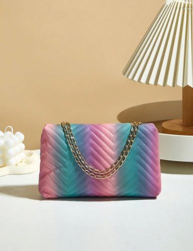 Mini Fashionable Rainbow Crossbody Bag With Lightweight Chain Strap