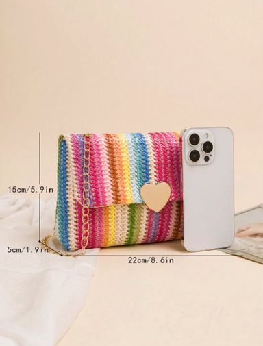 Woven Design Multicolor Square Bag