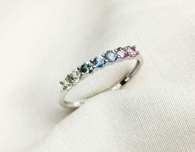 Lucky 7 ring 18k solid white gold