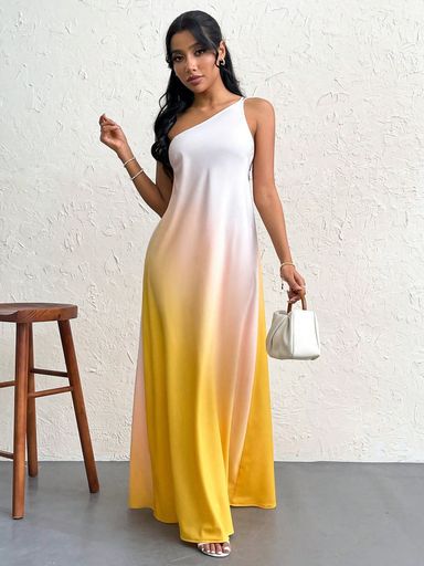 Gradient shoulder knot dress