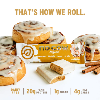 NO COW Dipped Cinnamon Roll Protein Bar