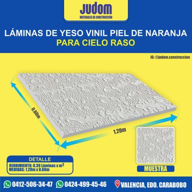 07JG010303│Lamina Yeso Vinil Piel de Naranja (1212x603mm)