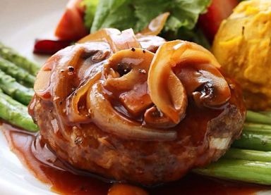 Hamburg steak ('beef 2 : pork 1 : shrimp 1' patty / 2 servings)