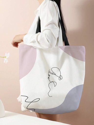 Character Print Tote (Mauve Purple)