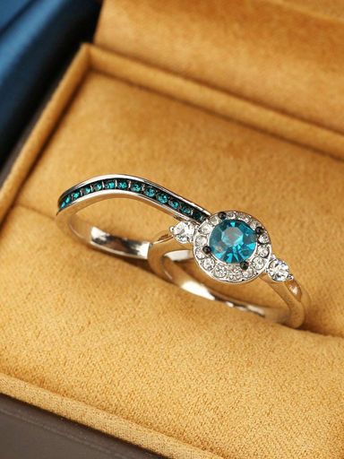 2pcs Luxury Stacked Rings Inlaid Blue Zirconia Stone Ring,