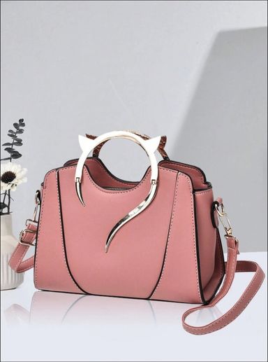 Lightweight Casual Zipper Shoulder Bag (Pink)