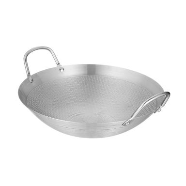 Silver Honeycomb Full Stainless-Steel Wok 40cm Large CODE: K18