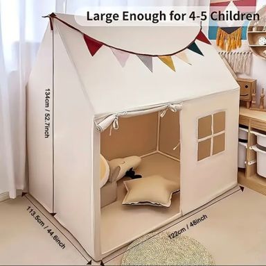 Indoor Children's Play Tent, Large Kids Playhouse With Windows, Easy To Wash, Indoor And Outdoor Play Tent For Kids