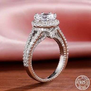 Elegant Luxury 2 Carat 925 Sterling Silver Moissanite Diamond Ring