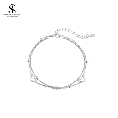 S925 Silver Heart Double Layer Bracelet  