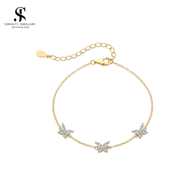 18k Gold Plated Zirconia Butterfly Friendship Bracelet 