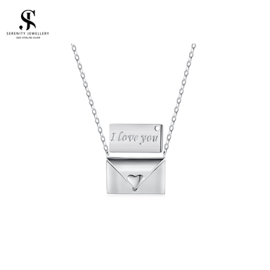 S925 Silver I Love You Envelope Necklace 