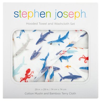 Stephen Joseph Muslin Hooded Towel With Washcloth