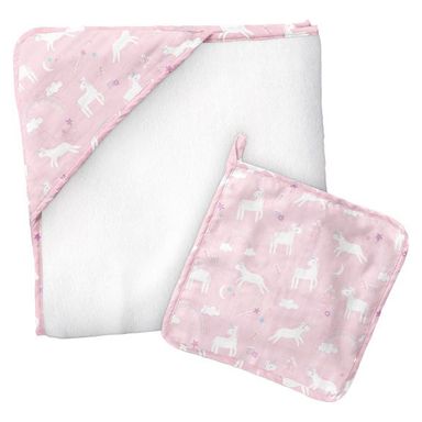 Stephen Joseph Muslin Hooded Towel With Washcloth