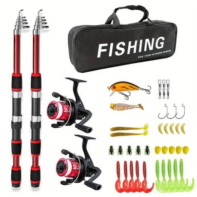 Ultra-Light Red Fishing Rod & Reel Combo Set