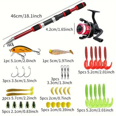 Ultra-Light Red Fishing Rod & Reel Combo Set