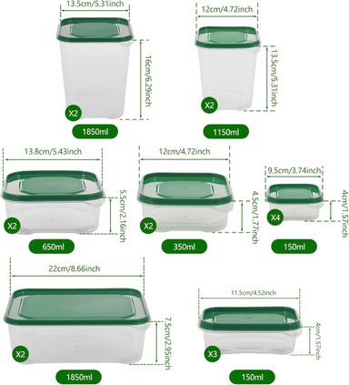 17Pcs Food Storage Boxes with Lids 