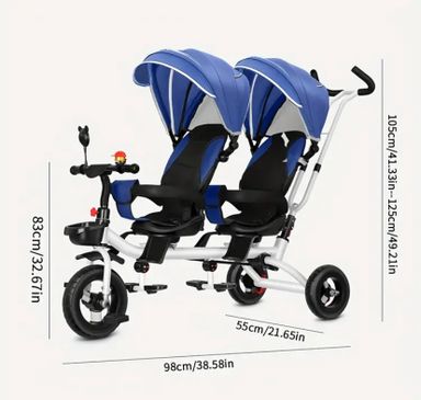 1pc Twin Tricycle, Twin Bicycle Twin Stroller, Suitable For Indoor And Outdoor