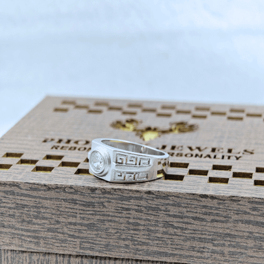 Neo Luxe Stone Silver Ring For Men