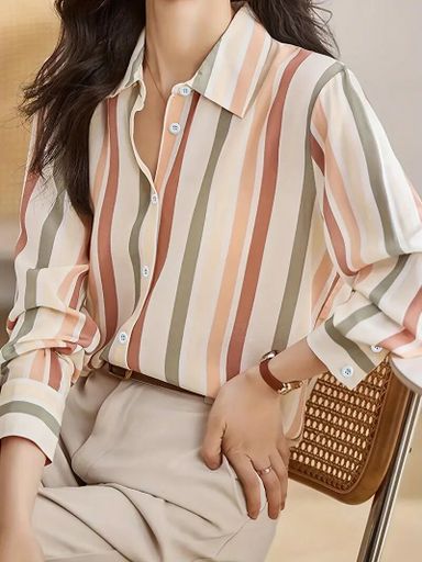 Striped Loose Long Sleeve Shirt