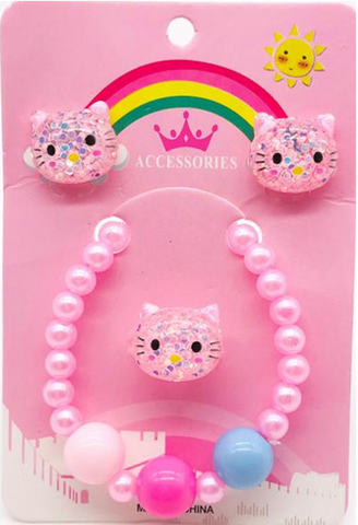 Kitty bracelet and hairband set