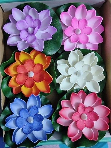 Imported Quality Lotus Flower Floating water sensor Candle (6 set ) -1Box