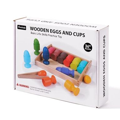 Wooden eggs and cups