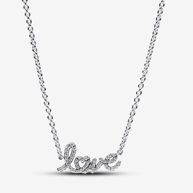 Sparkling Handwritten Love Collier Necklace