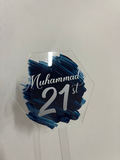 Clear Cake Topper With Painted Brush Stroke 