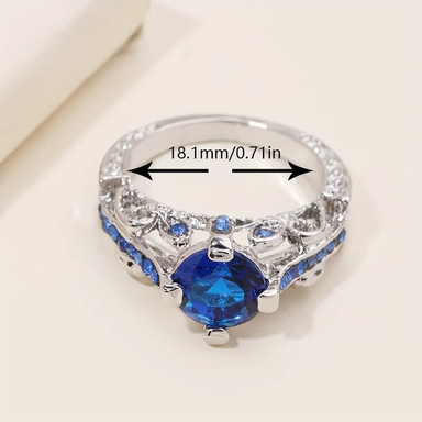 Exquisite Fashion Sterling Silver Blue Gemstone Ring