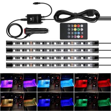 Car floor atmosphere light strips with remote 