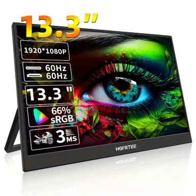  33.78cm Portable Laptop Monitor - HD 1920x1080P, 60Hz with Built-in Speaker, Thunderbolt/Type-C Compatible for Nintendo Switch, for MacBook Pro, iMac & More