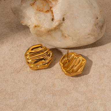 Luxe Waves Studs - 18k Gold Plated