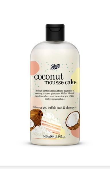 Boots Coconut Mousse Cake Shower Gel, Bubble Bath & Shampoo (500ml)