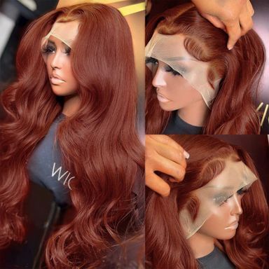 30Inch Ginger Lace Front Wigs Human Hair Pre Plucked for Women Reddish Brown 13X4 HD Transparent Ginger Lace Front Wigs Human Hair Glueless Ginger Colored...