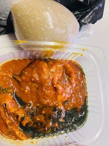 Lafun (White Amala) and Ewedu Soup