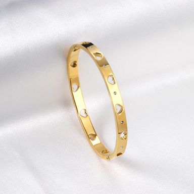 Golden Heart Bangle - 18k Gold 