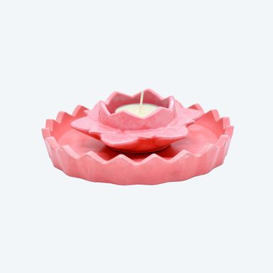 Petal Radiance Candle Stand with Tray