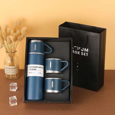 Vacuum Flask Set for Hot♨ and Cold ❄  Insulated Flask with 3 Steel Cups (Assorted Colors) 