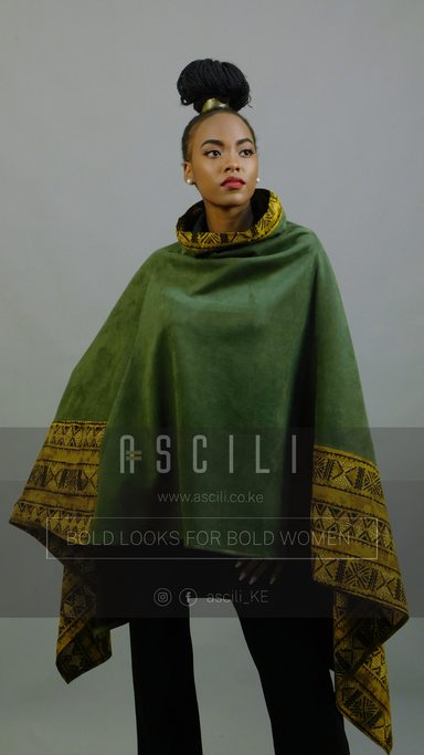 Ascili Baridi Chic Cape - Jungle green