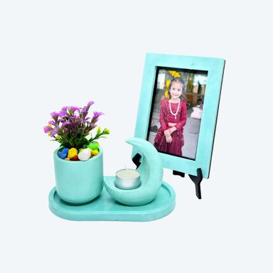 Moonlit Moments Kit [DIY Planter Kit (Oval), Moon Shape Candle Stand and Desk Photoframe] 